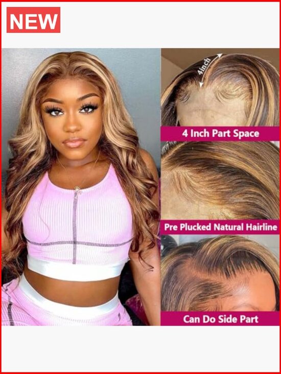 Body Wave Lace Front Wig for Black Women, 13x4x1 HD Transparent Lace, Pre main image 4